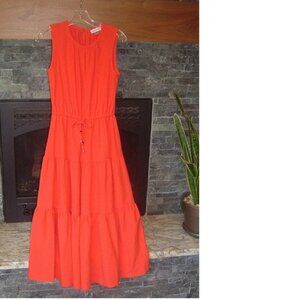 Calvin Klein Bright Orange Tiered Midi Maxi Dress NEW without tags Size 2
